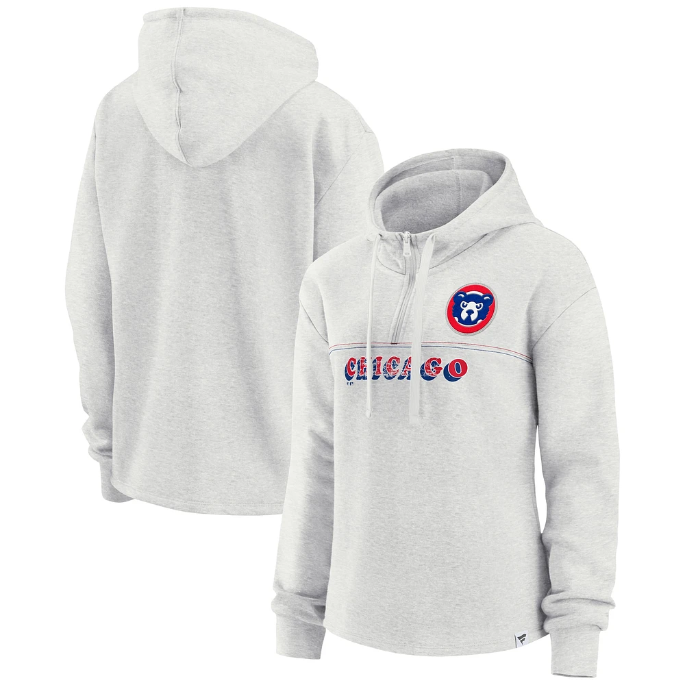 Chandail à capuchon quart de zip Fanatics Oatmeal Chicago Cubs True Classics Legacy pour femmes