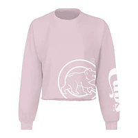 Women's Fanatics Pink Chicago Cubs Cropped Slouchy Long Sleeve T-Shirt