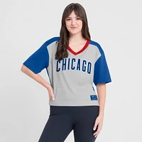 Women's Fanatics Royal/Graphite Chicago Cubs Oversized Race To Win V-Neck T-Shirt
