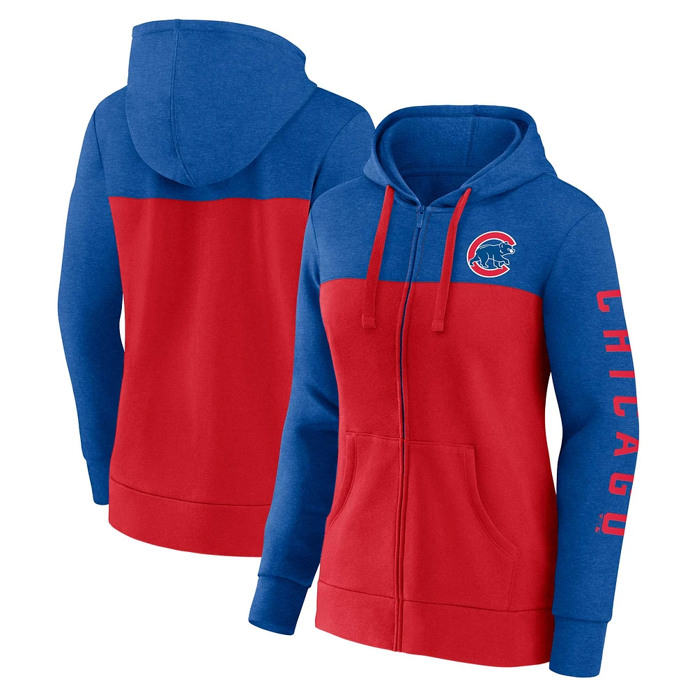 Women's Fanatics Royal/Red Chicago Cubs City Ties Hoodie Full-Zip Sweatshirt