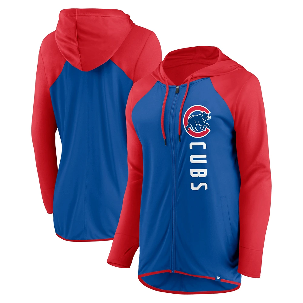 Women's Fanatics Royal/Red Chicago Cubs Forever Fan Full-Zip Hoodie Jacket