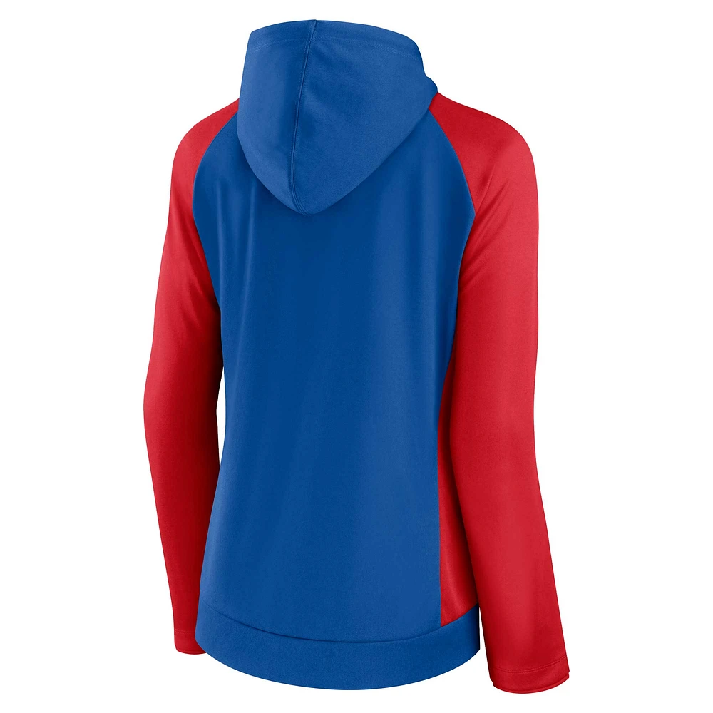 Women's Fanatics Royal/Red Chicago Cubs Iconic Raglan Full-Zip Hoodie