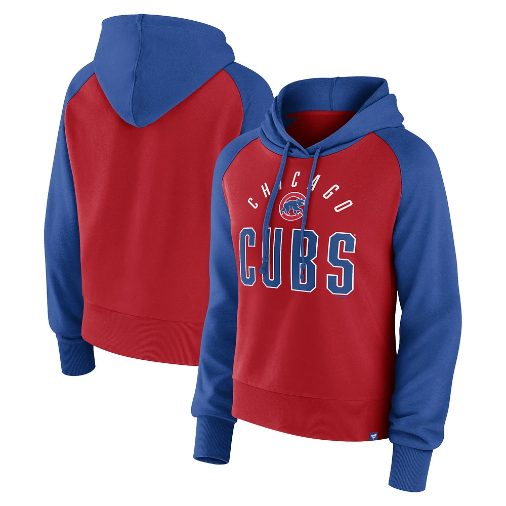 Sweat à capuche Pop Fly Fanatics Royal/Rouge pour femmes des Chicago Cubs