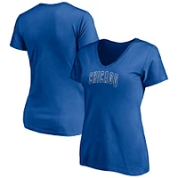 Women's Fanatics  Royal Chicago Cubs Arched Wordmark V-Neck T-Shirt