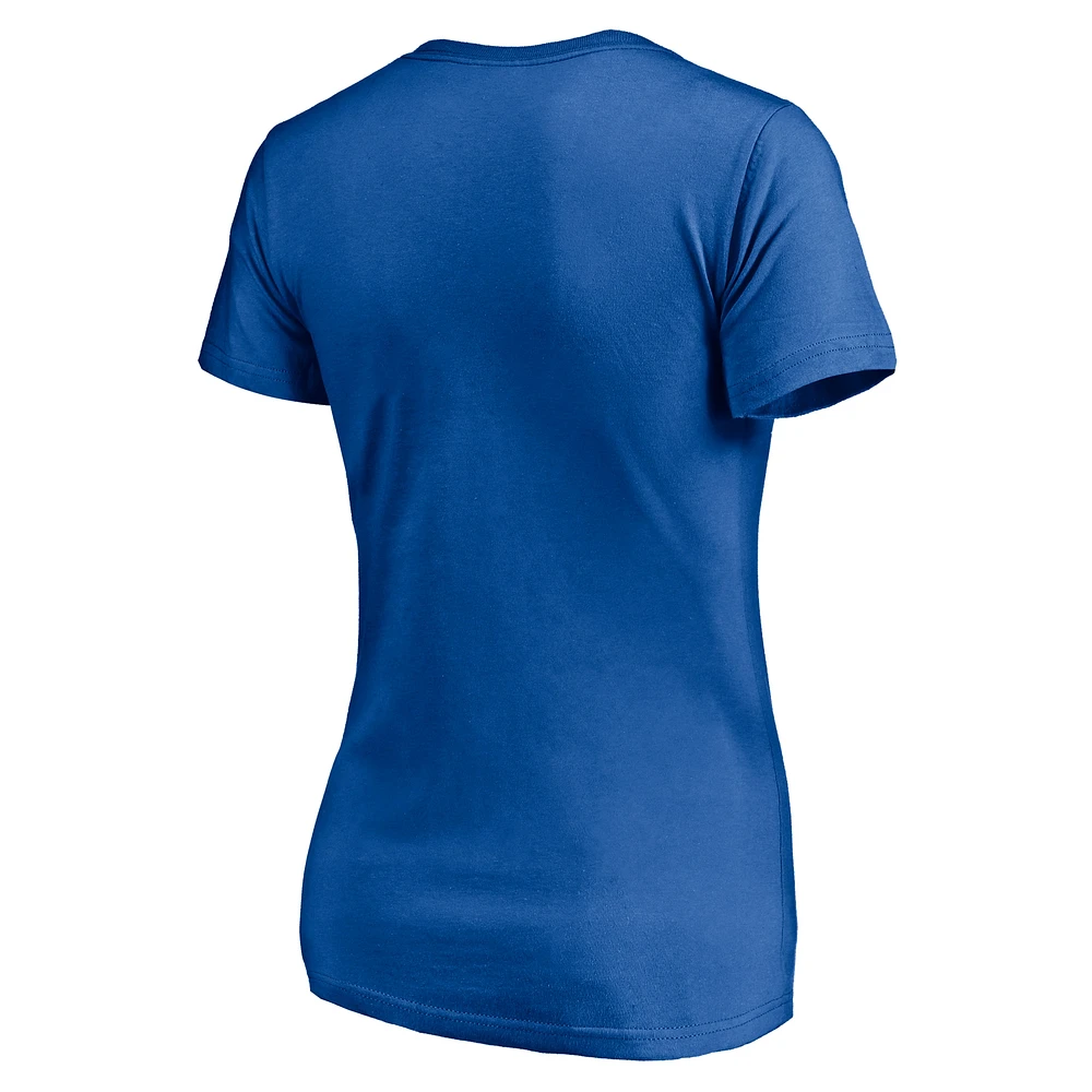Women's Fanatics  Royal Chicago Cubs Arched Wordmark V-Neck T-Shirt