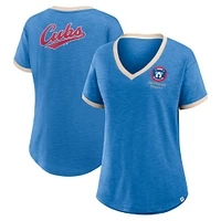 T-shirt à col en V pour femme Fanatics Royal Chicago Cubs Binge Worthy Stadium Slub