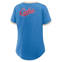 T-shirt à col en V pour femme Fanatics Royal Chicago Cubs Binge Worthy Stadium Slub