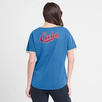 T-shirt à col en V pour femme Fanatics Royal Chicago Cubs Binge Worthy Stadium Slub