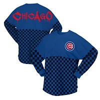 Women's Fanatics Royal Chicago Cubs Checker Print Long Sleeve T-Shirt