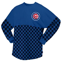 Women's Fanatics Royal Chicago Cubs Checker Print Long Sleeve T-Shirt