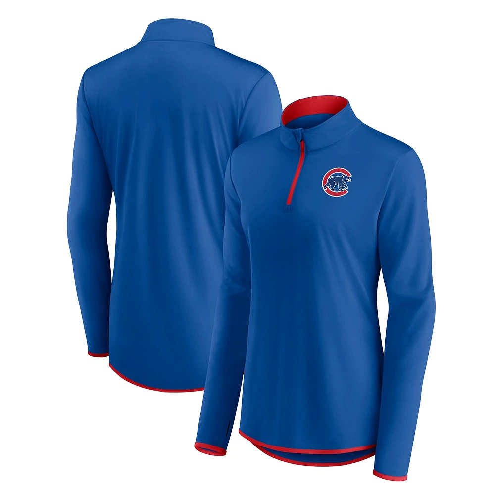 Women's Fanatics Royal Chicago Cubs Corner Quarter-Zip Top