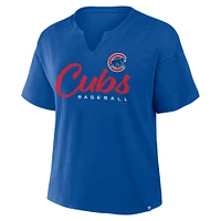 T-shirt boxy flammé Fanatics Royal Chicago Cubs pour femme, favori des fans du stade