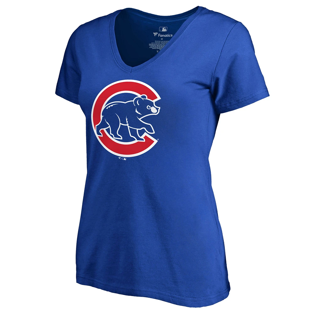 T-shirt avec logo principal Fanatics Royal Chicago Cubs grande taille pour femmes