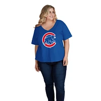 T-shirt avec logo principal Fanatics Royal Chicago Cubs grande taille pour femmes