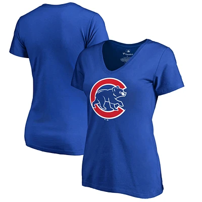 T-shirt avec logo principal Fanatics Royal Chicago Cubs grande taille pour femmes