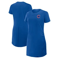 Women's Fanatics Royal Chicago Cubs Ruched Drape T-Shirt Dress