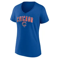 T-shirt à col en V Shine Bright pour femme Fanatics Royal Chicago Cubs