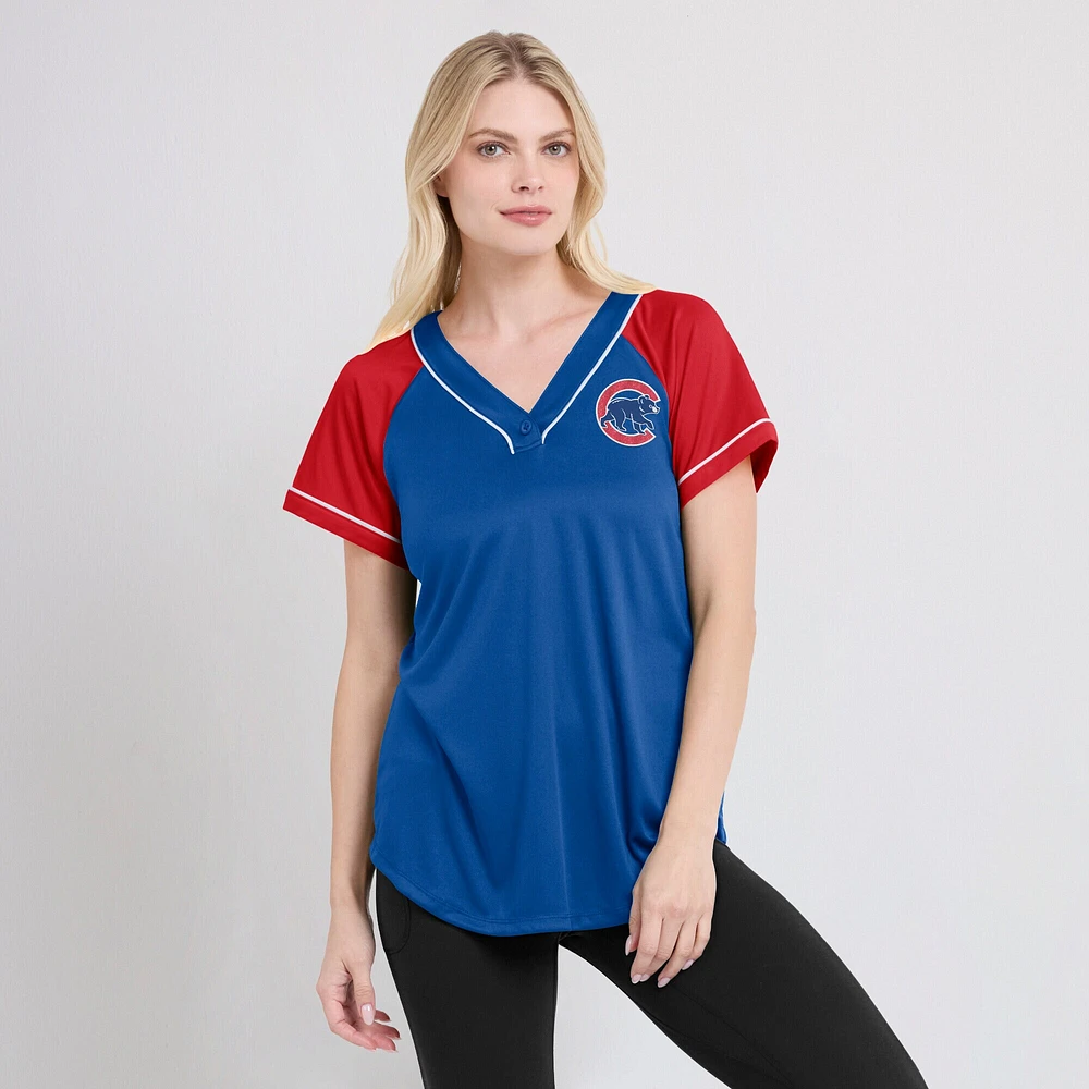 Women's Fanatics Royal Chicago Cubs Ultimate Style Raglan V-Neck T-Shirt