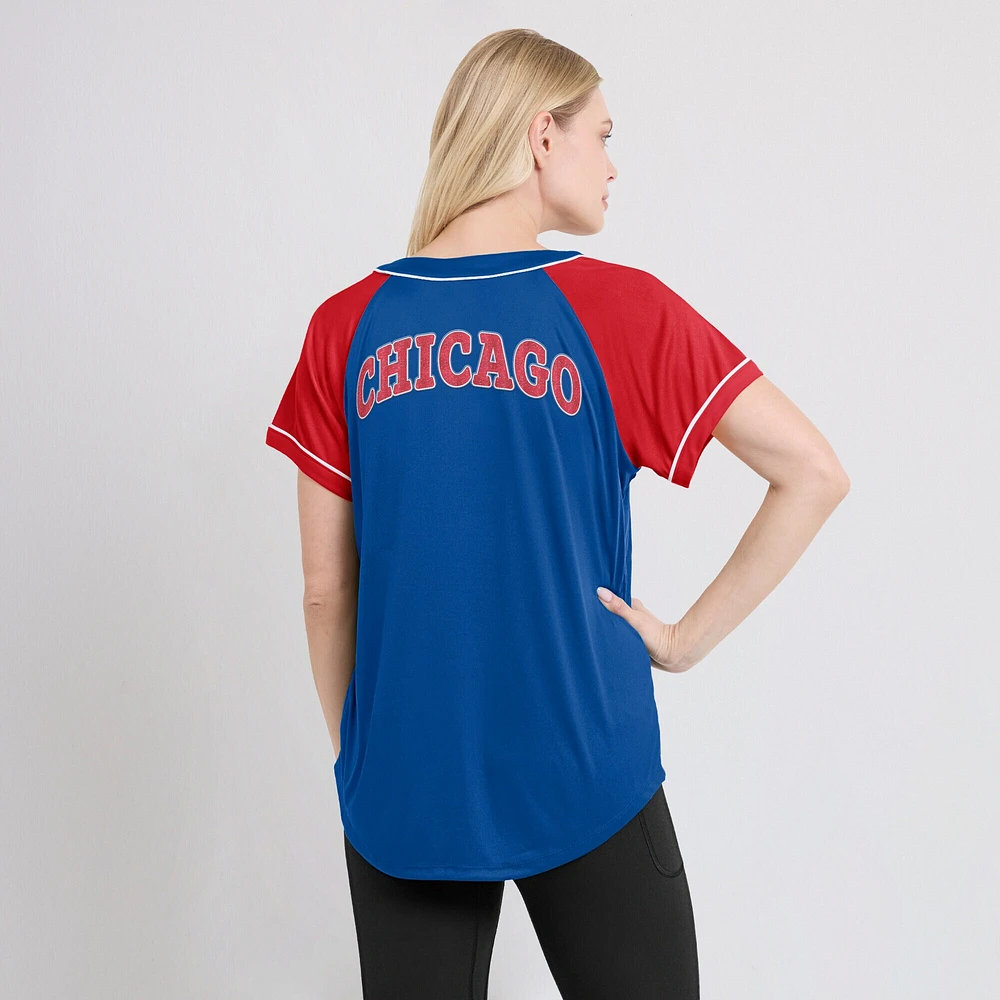 Women's Fanatics Royal Chicago Cubs Ultimate Style Raglan V-Neck T-Shirt