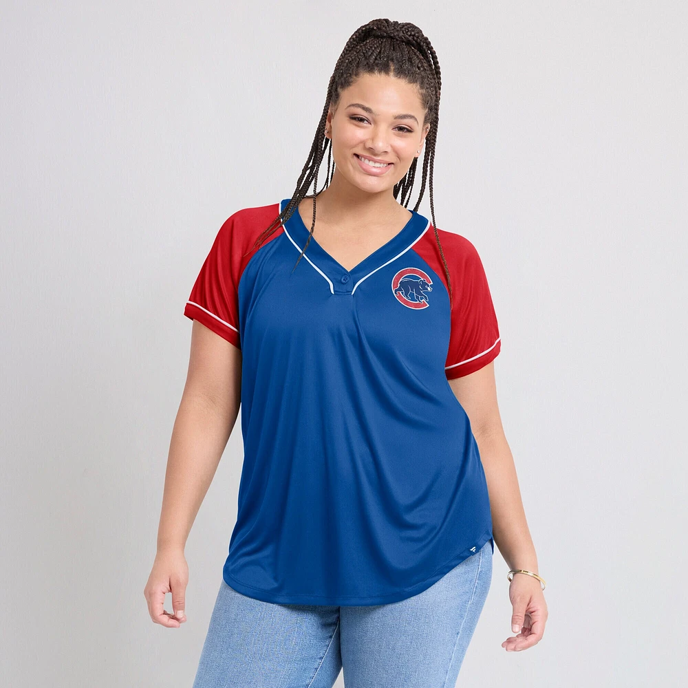 Women's Fanatics Royal Chicago Cubs Ultimate Style Raglan V-Neck T-Shirt