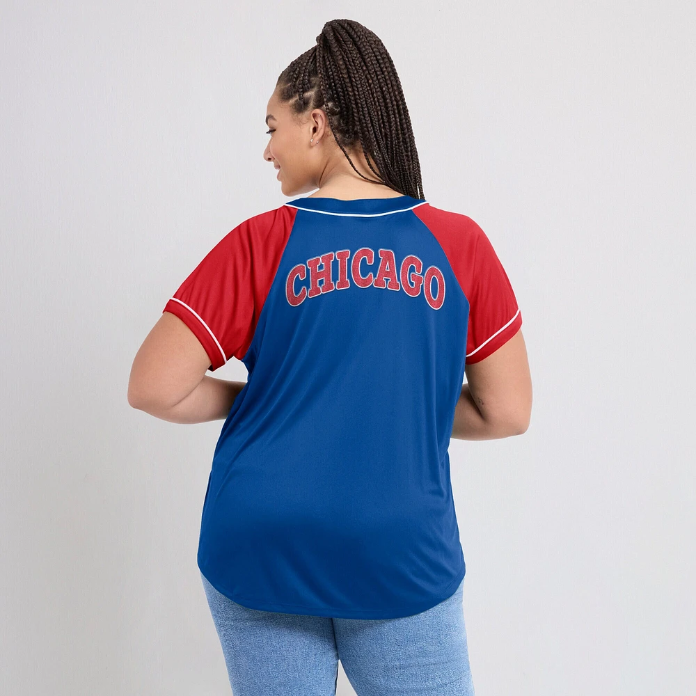 Women's Fanatics Royal Chicago Cubs Ultimate Style Raglan V-Neck T-Shirt