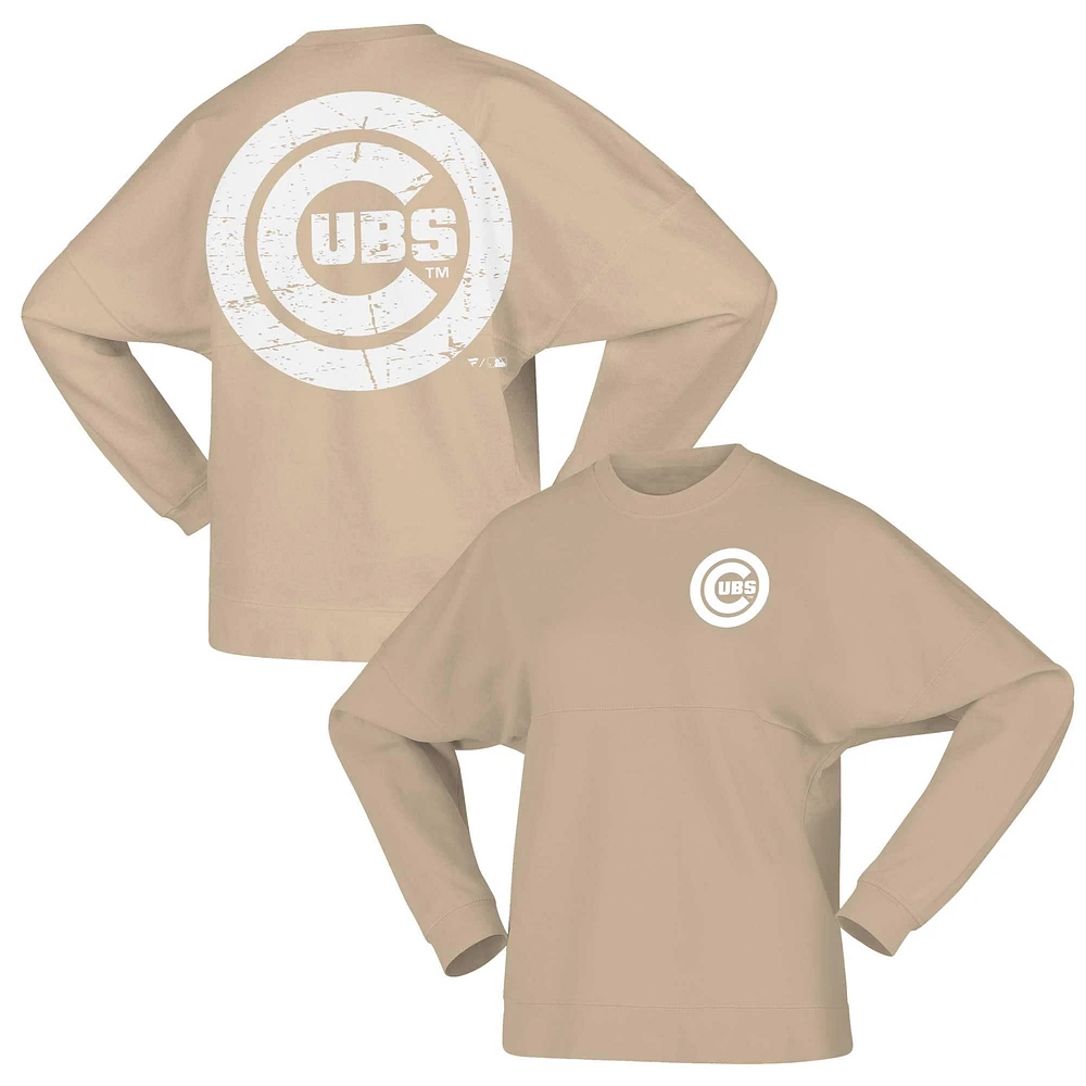 Women's Fanatics Tan Chicago Cubs Branded Fleece Pullover Sweatshirt