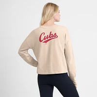 T-shirt Henley surdimensionné à manches longues Fanatics Tan Chicago Cubs pour femme