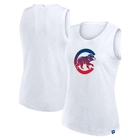 Débardeur Fanatics blanc pour femme, motif Chicago Cubs Activate Slub
