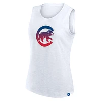 Débardeur Fanatics blanc pour femme, motif Chicago Cubs Activate Slub