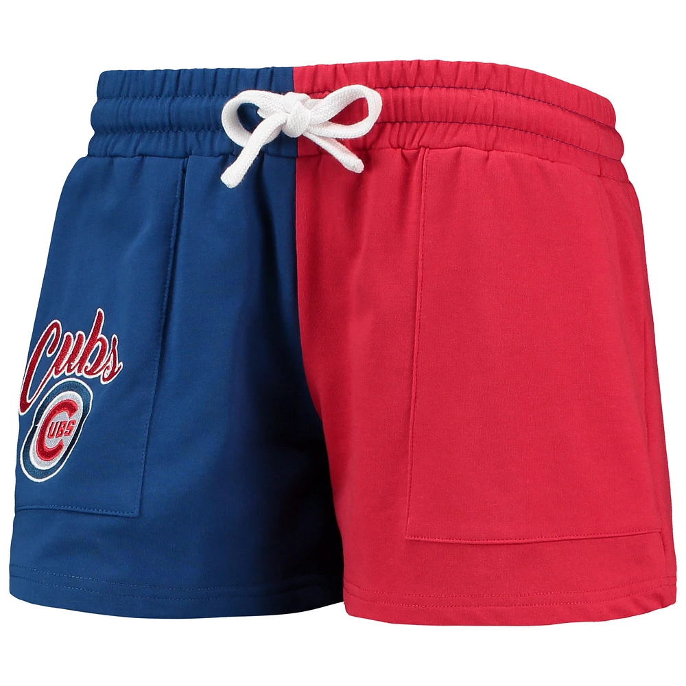 FOCO Royal/Red Chicago Cubs Pullover Hoodie & Shorts Lounge Set pour femme