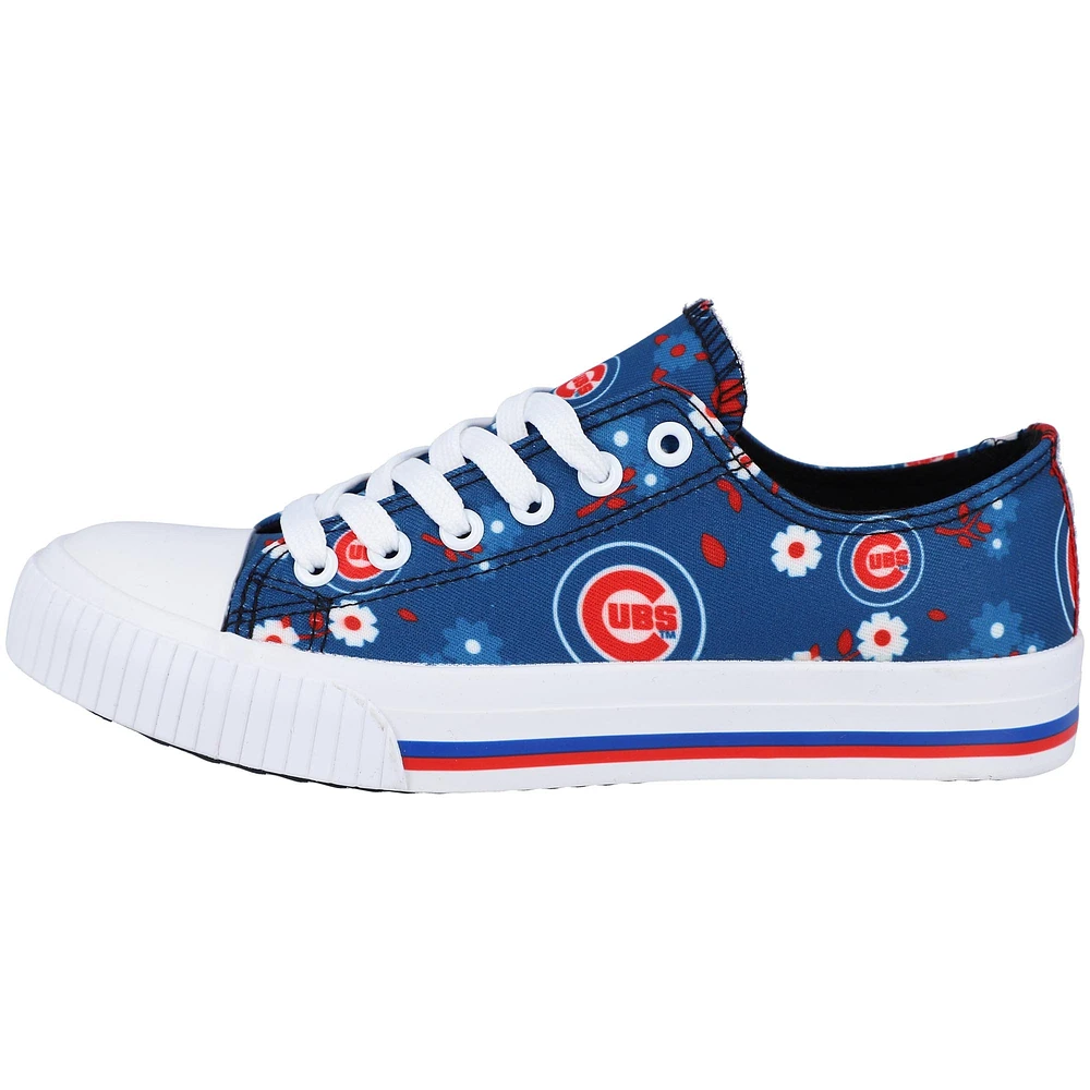 Women's FOCO Royal Chicago Cubs Flower Canvas Allover Shoes