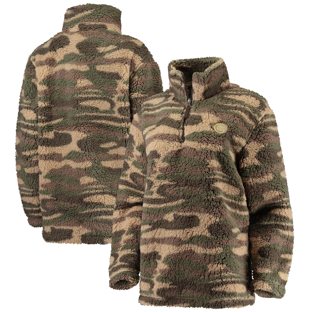 Veste Sherpa à quart de zip pour femme G-III 4Her by Carl Banks Camo Chicago Cubs