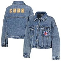 Women's G-III 4Her by Carl Banks Chicago Cubs Victory Oversized Button-Up Denim Jacket