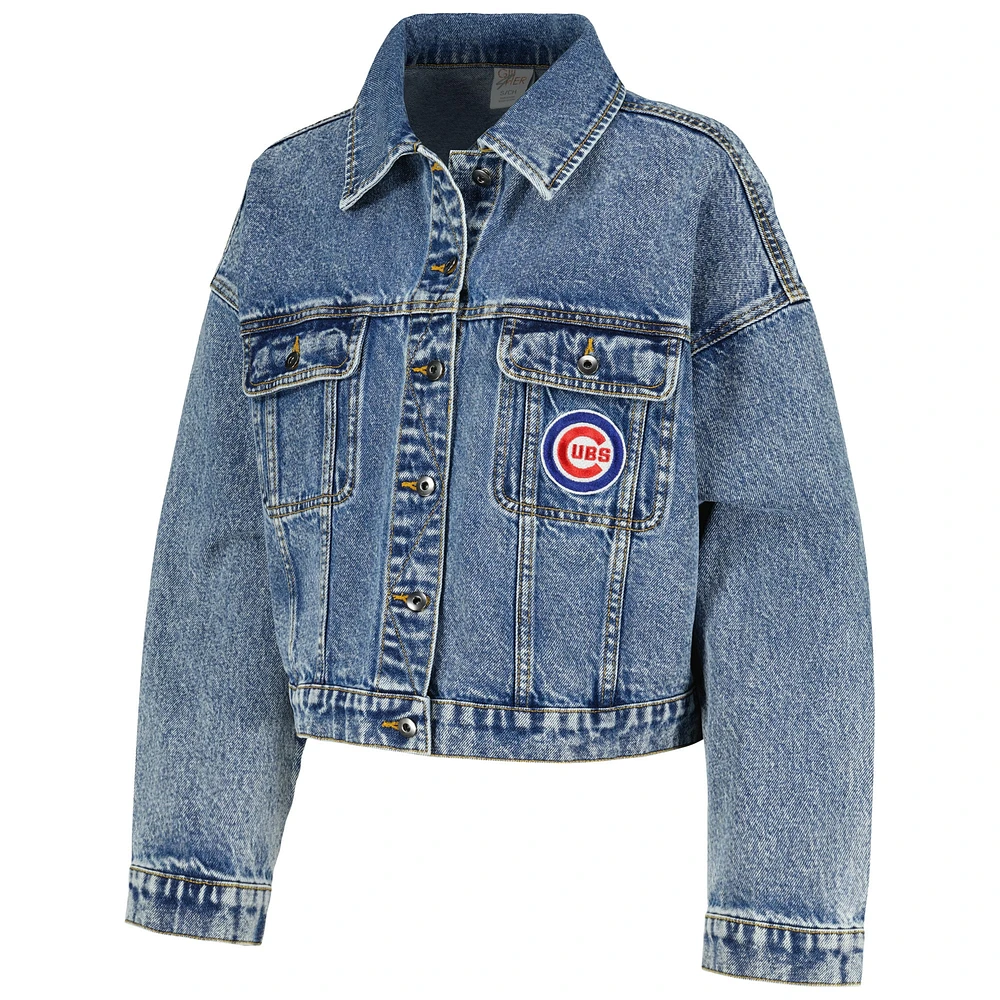 Veste en jean boutonnée surdimensionnée G-III 4Her par Carl Banks Chicago Cubs Victory pour femmes