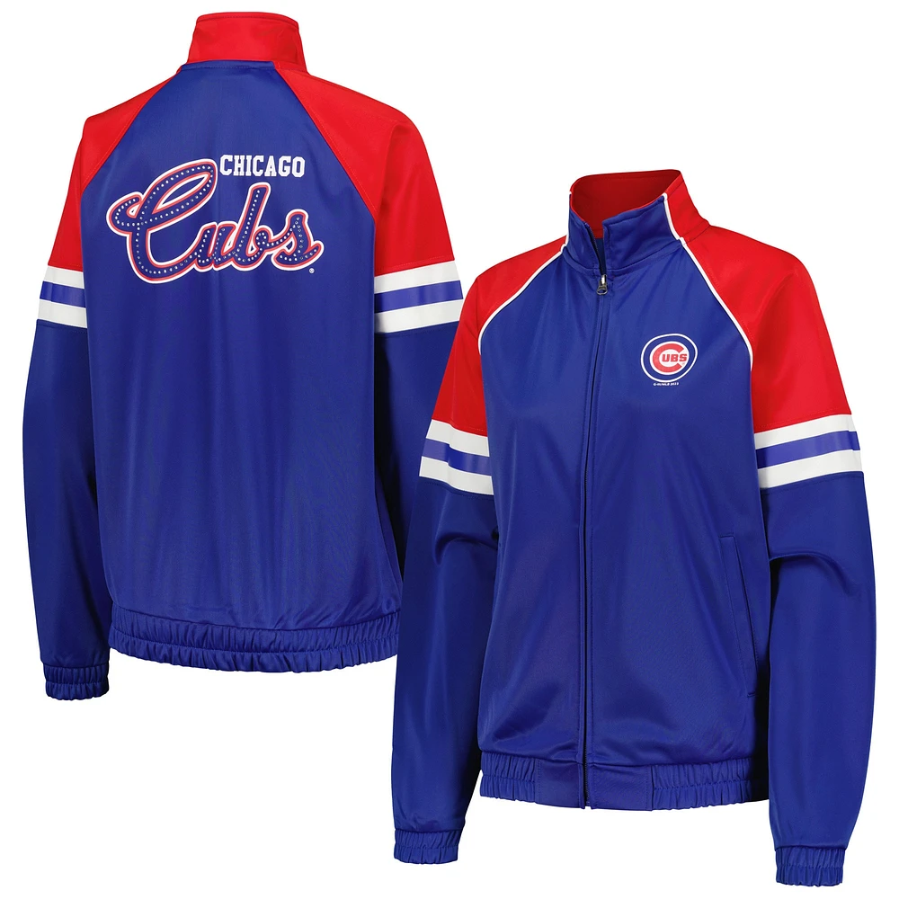 Veste de survêtement entièrement zippée G-III 4Her par Carl Banks Royal Chicago Cubs First Place Raglan pour femmes