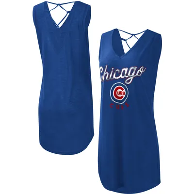Chicago Cubs G-III 4Her by Carl Banks Women's Game Time Slub Beach V-Neck Cover-Up Dress - Royal