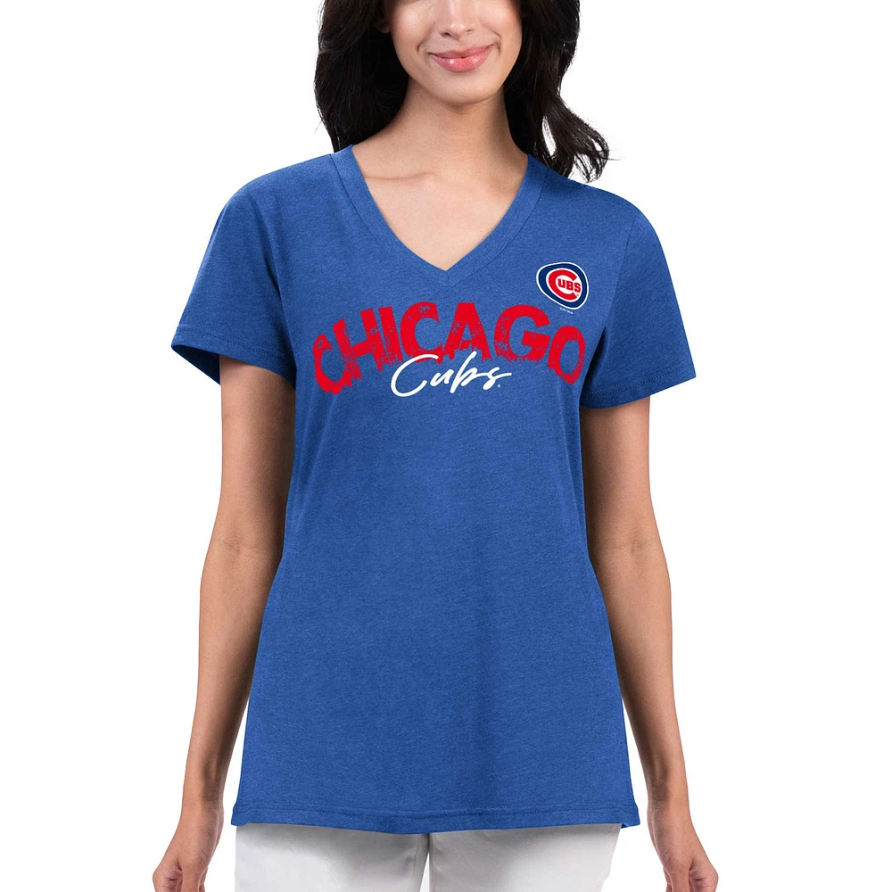 T-shirt à col en V G-III 4Her par Carl Banks pour femmes des Royal Chicago Cubs Key Move