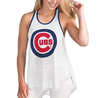 Women's G-III 4Her by Carl Banks White Chicago Cubs Tater Racerback Tank Top