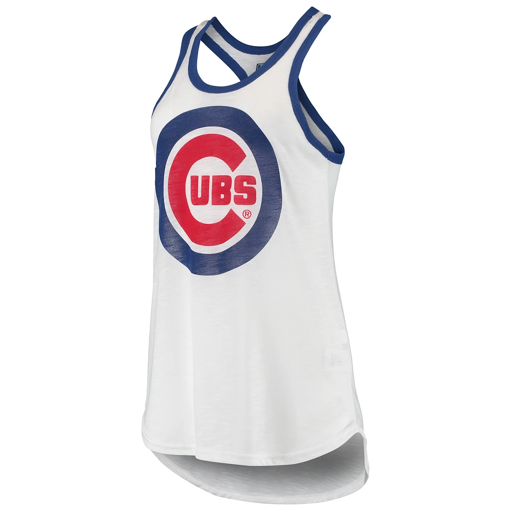 Débardeur blanc à dos nageur Tater G-III 4Her par Carl Banks pour femmes des Chicago Cubs