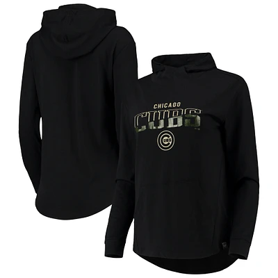 Chandail à capuchon encolure plongeante Vivid Chicago Cubs de Levelwear pour femme, noir