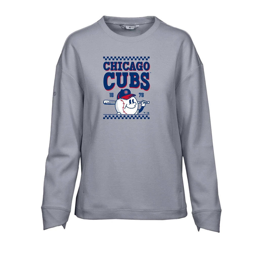 Women's Levelwear Gray Chicago Cubs Fiona Inaugural Pullover Sweatshirt