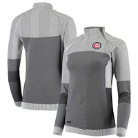 Women's Levelwear Gray Chicago Cubs Verse Asymmetrical Raglan Tri-Blend Quarter-Zip Jacket