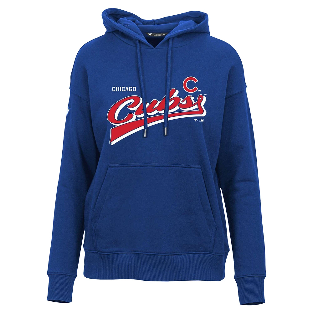 Women's Levelwear  Royal Chicago Cubs Adorn Retro Team 2.0 Pullover Hoodie