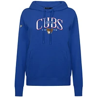 Women's Levelwear Royal Chicago Cubs  Adorn Throwback Spellout Pullover Hoodie