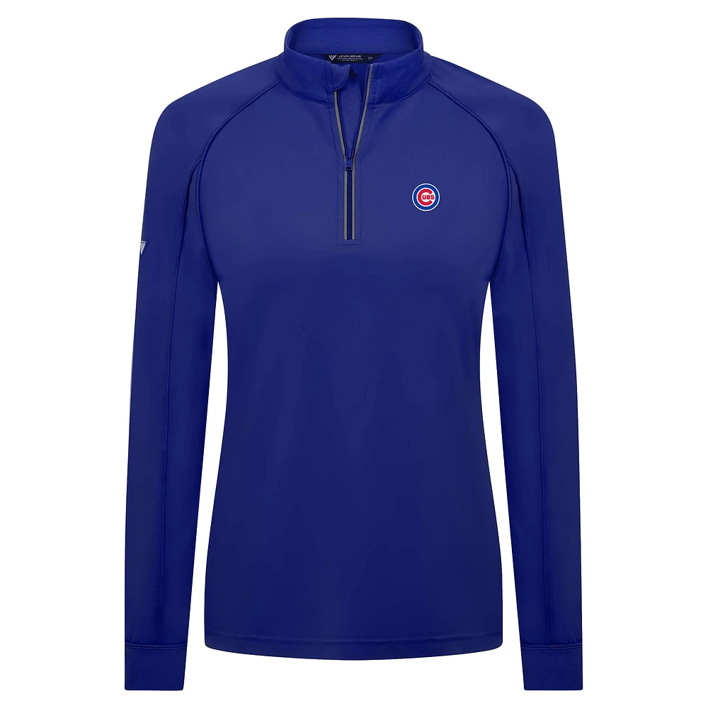 Women's Levelwear Royal Chicago Cubs Kinetic Insignia 2.0 Raglan Quarter-Zip Top
