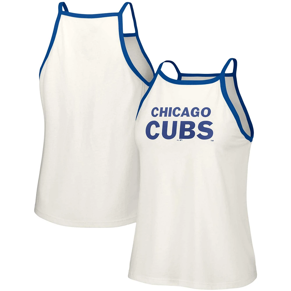 Women's Lusso  White Chicago Cubs Nadine Halter Tank Top