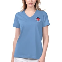 T-shirt à col en V Game Time des Chicago Cubs de Margaritaville pour femmes, bleu