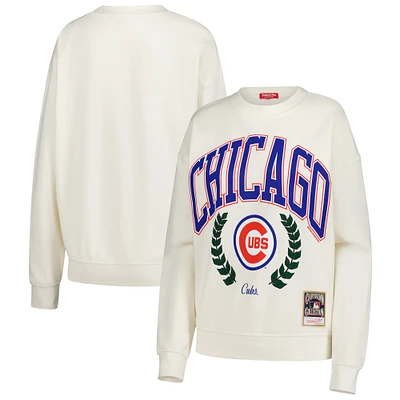 Women's Mitchell & Ness Cream Chicago Cubs Cooperstown Collection Laurel Pullover Sweatshirt