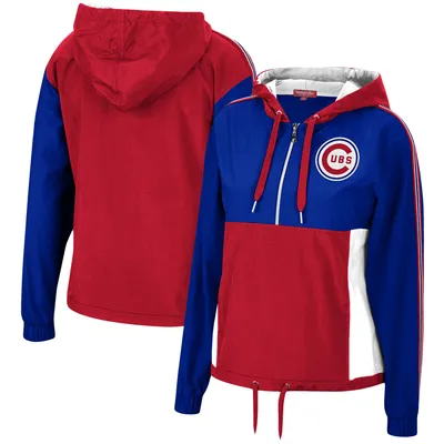 Chicago Cubs Mitchell & Ness Women's Half-Zip Windbreaker Jacket - Royal/Red
