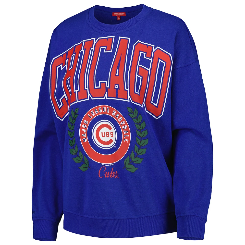 Women's Mitchell & Ness Royal Chicago Cubs Logo Lt 2.0 Pullover Sweatshirt